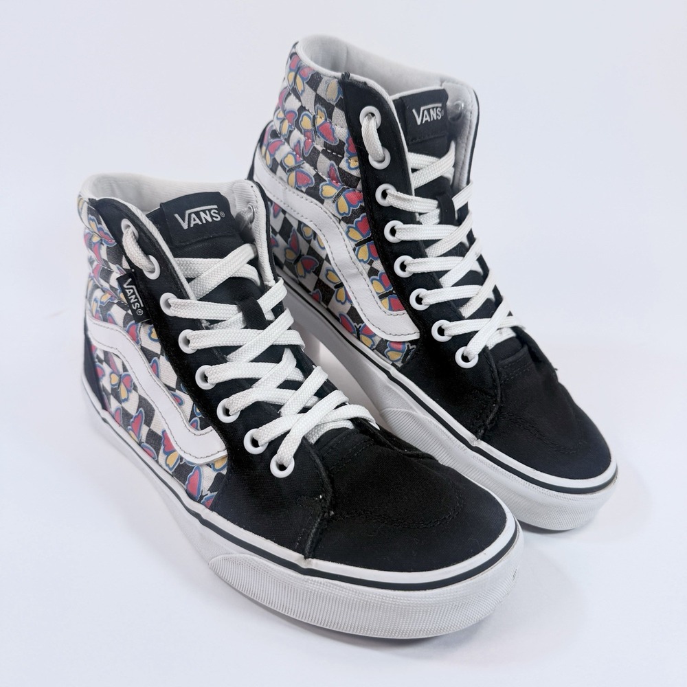 Vans Filmore Hi Sneakers Womans 7.5 Butterfly Checkerboard Black White High Top